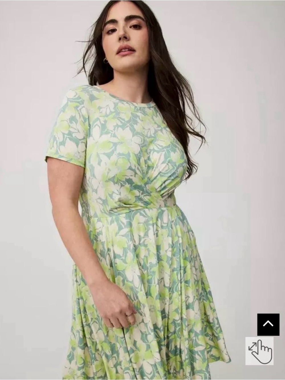 NWT Torrid Super Soft Baja Green Floral Twist-Front Dress with pockets 1x 14/16 - Picture 3 of 5